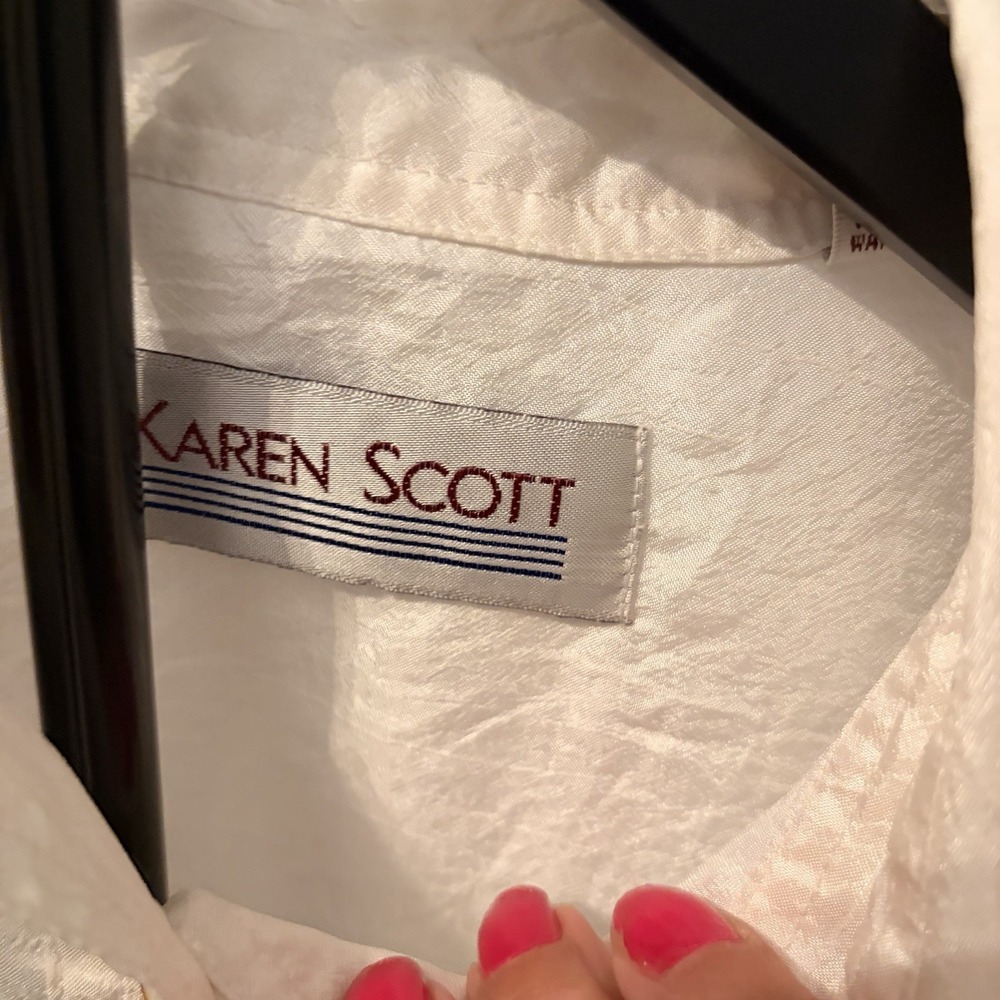 Karen Scott Vintage Off-White Crinkle Utility Safari 8 Quiet luxury Indie sleaze - Picture 4 of 10